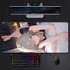 Gaming Mouse PadLarge Desk MatStitched Edges Gray Hair Anime Girl in Casual Outfits Print Keyboard Pad for Gamer Home Office