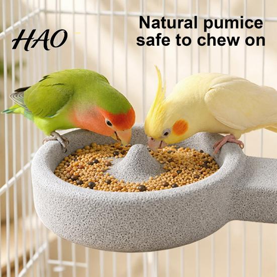 Small Bird Pet Supplies Pumice Food Bowl, 2-in-1 Stone Feeder Water Dish, Parakeet Bowl Birdcage with Screw Mount for Parakeets Finches Canaries