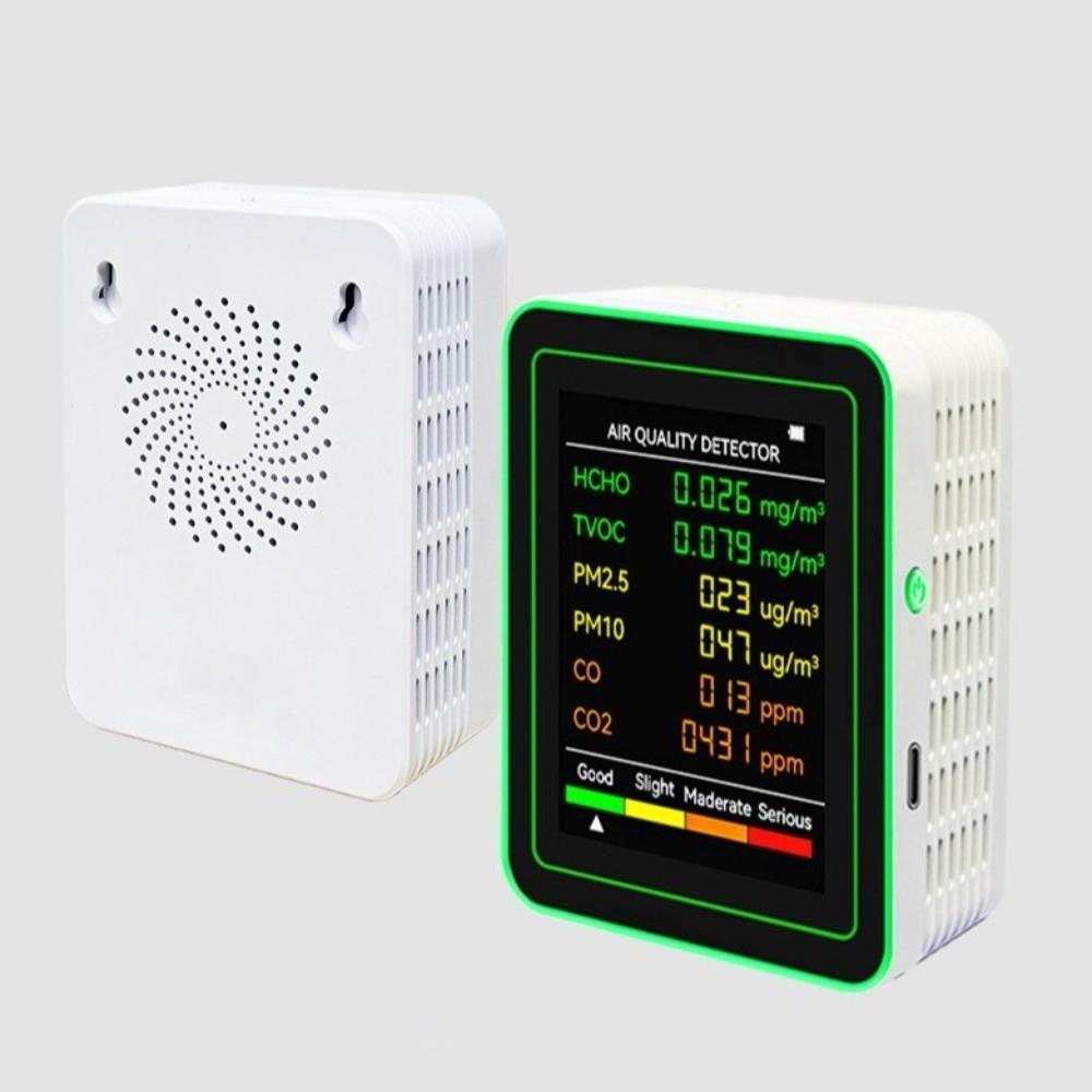 6 in 1 Air Detector Automatic Display TVOC CO2 Sensor Formaldehyde Detector  Indoor Outdoor