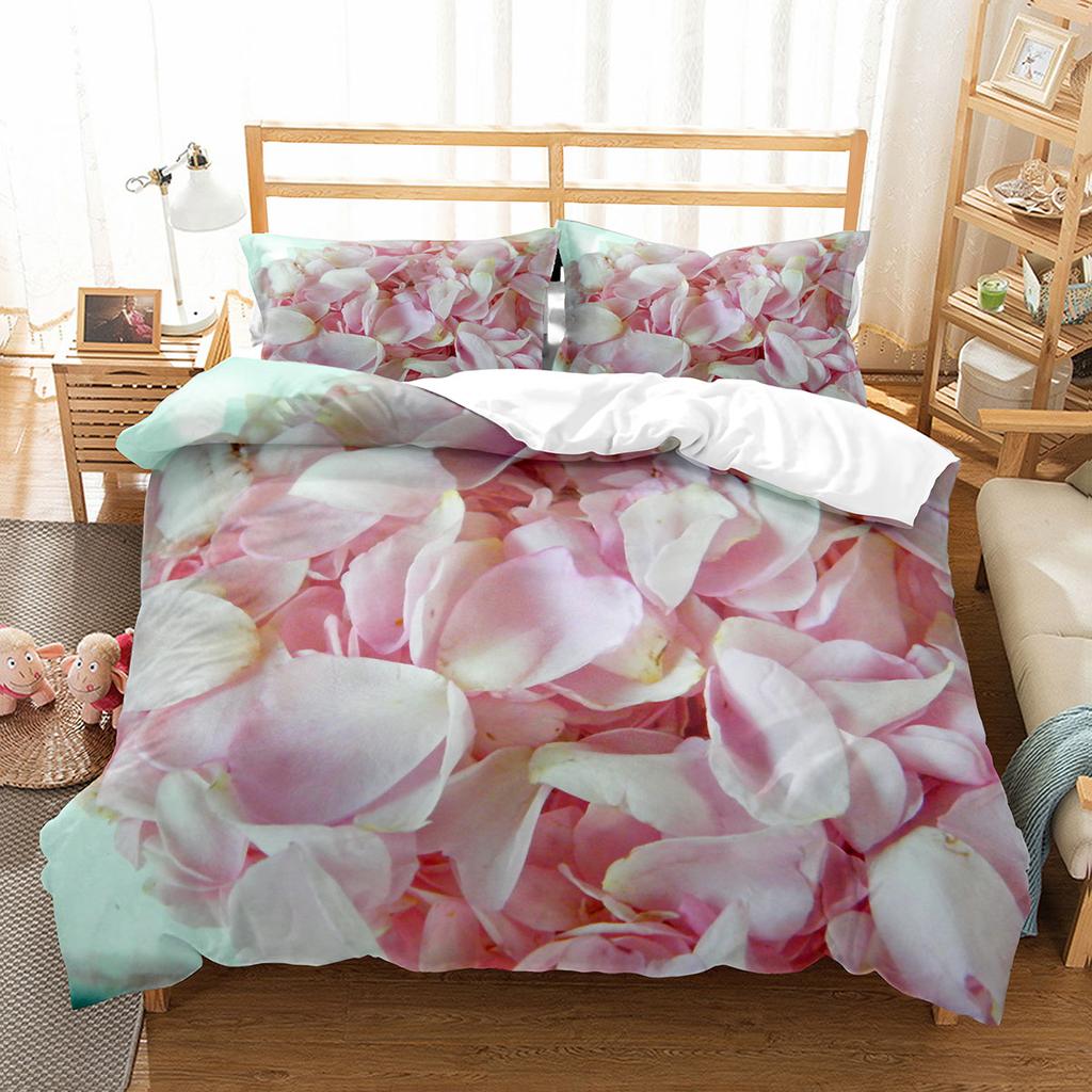 Комплект пододеяльника Petal King Queen Full Size Красивый цветочный узор Полиэстеровый чехол для одеяла для детей, подростков, взрослых Постельное белье
