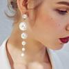 1 Pair Fashion Korean Long Pearl Drop Earrings, Women Trendy Elegant Created Big Simulated Pear Earrings, Jewelry Accessories