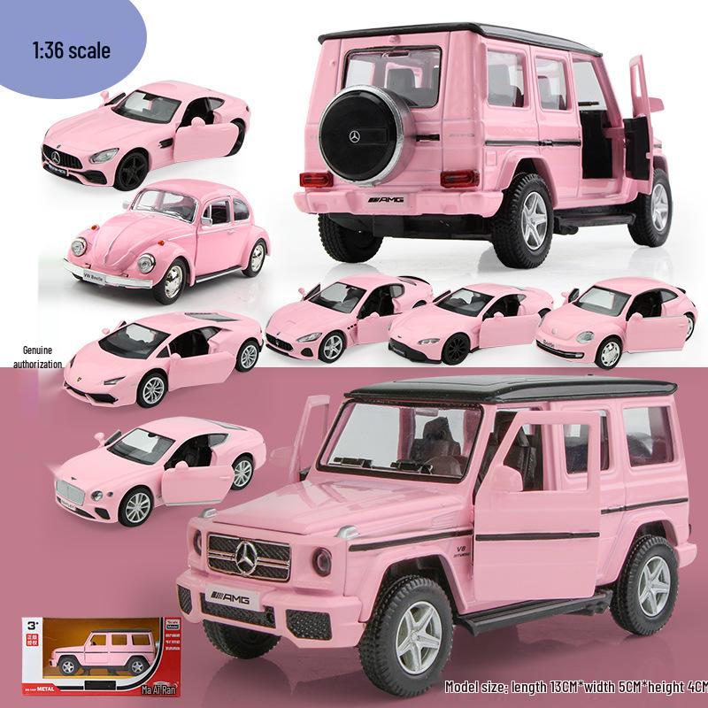 1:36 Розовая модель автомобиля с сердечками для девочек - Игрушечная машинка из сплава в стиле инфлюенсера Douyin