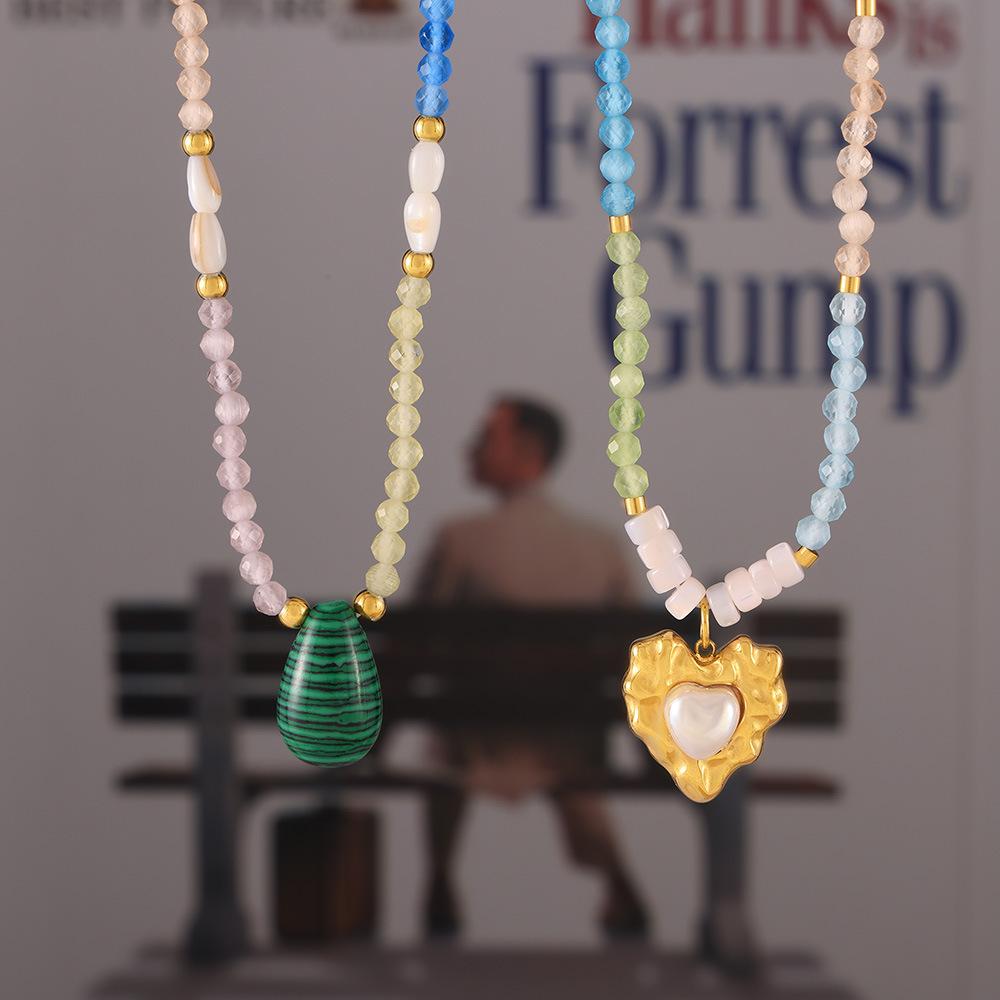Подвеска Wind Malachite Love с инкрустацией из жемчуга, титановая сталь, покрытая 18-каратным настоящим золотом, ожерелье из натурального камня