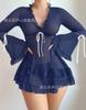 Beauty sexy lingerie perspective seduction passion uniform mesh suspender short skirt women
