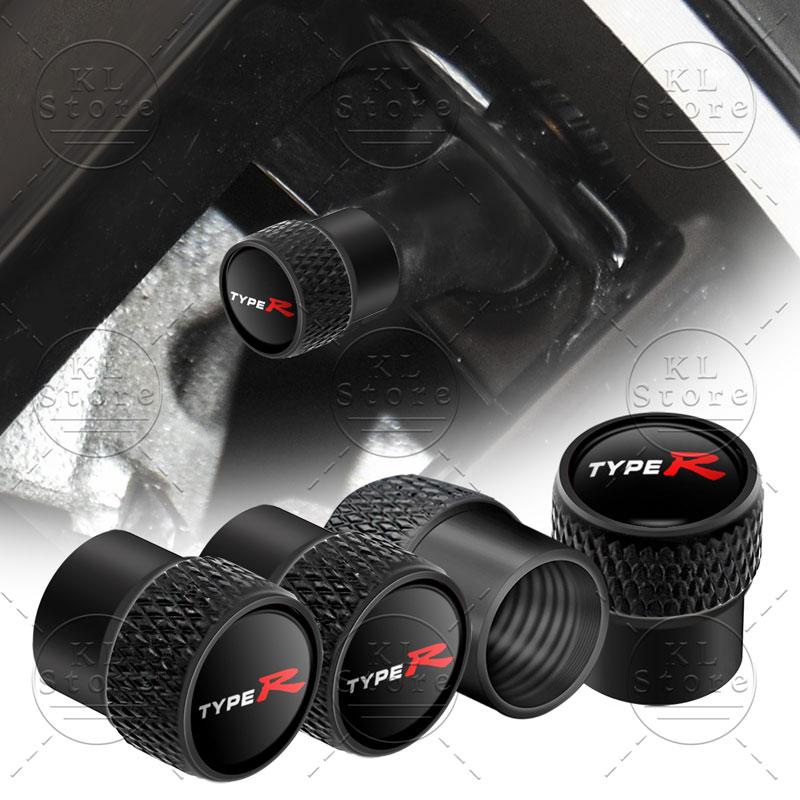 Car Decor 4Pcs Type R Typer Logo Car Wheel Tire Valve Caps Stem Caps Dust Proof Covers For Honda Odyssey Accord Civic CRV Jazz