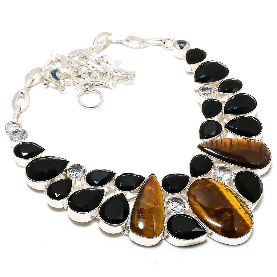 Ювелирное ожерелье из серебра 925 пробы с тигровым глазом и шпинелью, 18 дюймов, e7D22