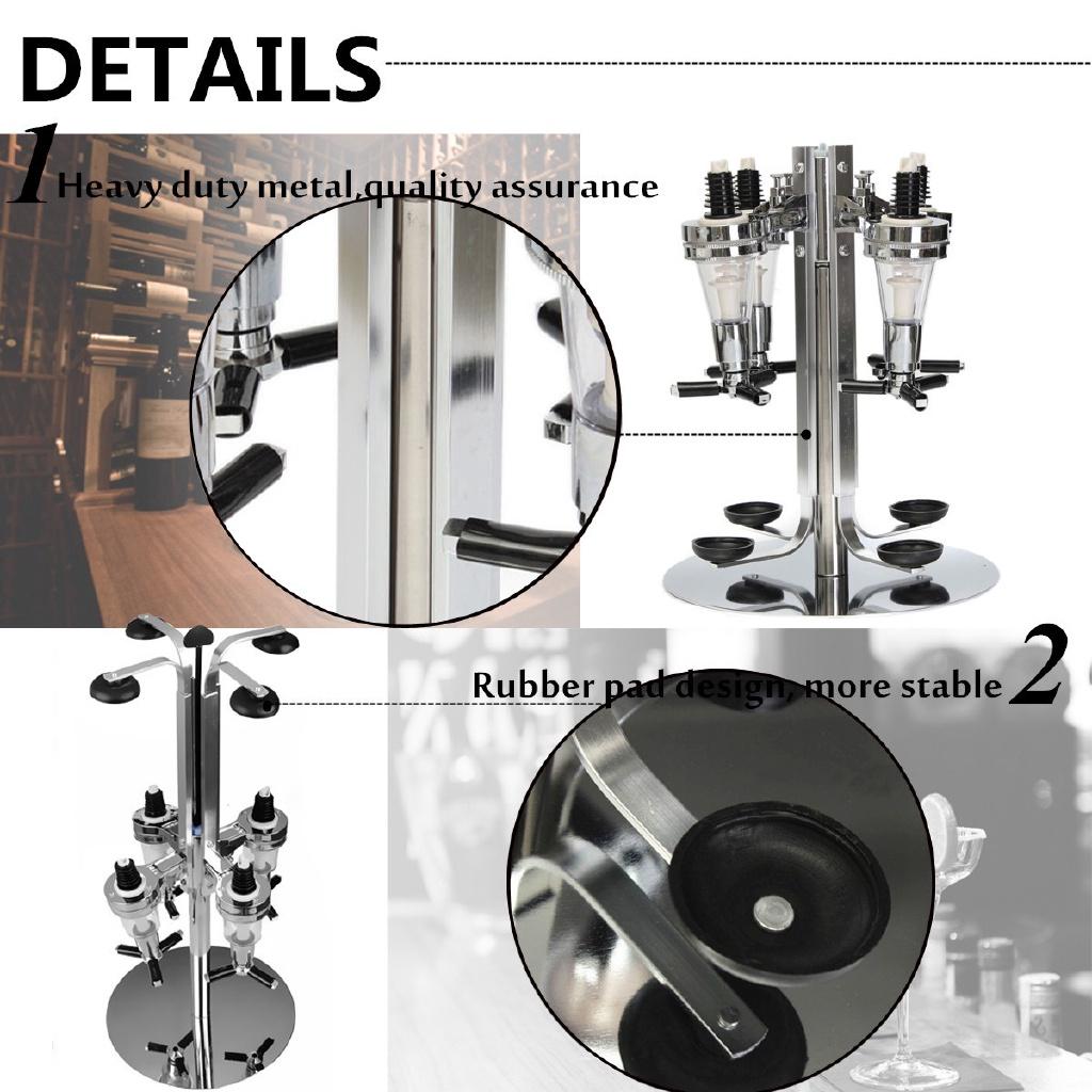 4 головки Серебристый Нержавеющая сталь Бар Батлер Вращающийся Диспенсер для вина, сока, коктейлей Держатель - intl Серебристый 24*24*54 СМ