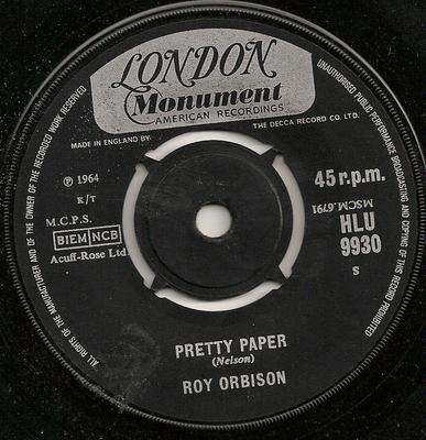 Пластинка 7 дюймов РОЙ ОРБИСОН - Pretty Paper HLU9930 London Records 1964 UK Поп Б/у