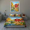 Farmyard scene illustration. Bedding Duvet cover sets Duvet covers Pillowcases gifts (1 * Duvet Cover 2 * Pillowcases, without duvet insert)