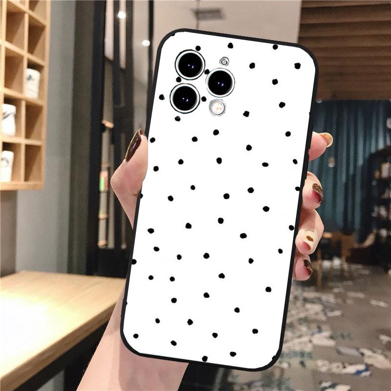 Черно-белый чехол для телефона с леопардовым принтом в горошек для iPhone Samsung Galaxy Redmi Xiaomi Oppo OnePlus Note SA 7 8 9 10 11 12 13 14 20 21 22 23 53 54 Pro Ultra