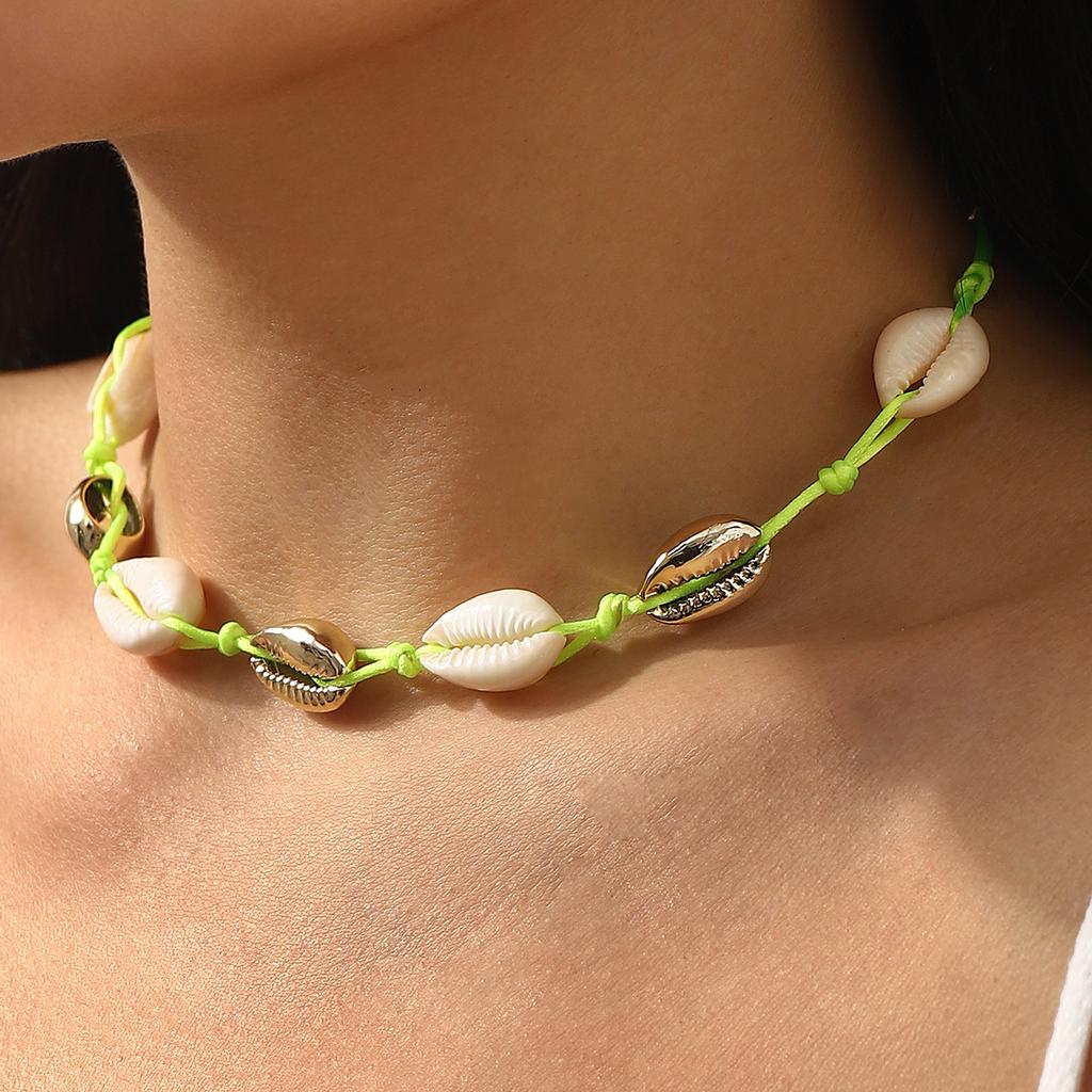 N12486 Богемное этническое плетеное ожерелье из ракушек, лето, морское побережье, досуг, отпуск, вечеринка, аксессуары для вечеринки