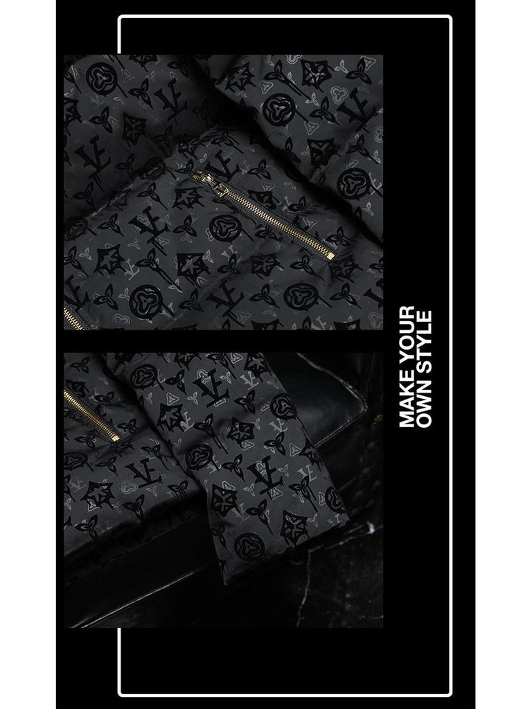 Европейский модный бренд Мужская зимняя толстая куртка с капюшоном и утиным пухом - Легкая роскошь с принтом