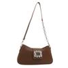 Stylish Korean Summer Casual Solid Color Shoulder Tote Bag With Shiny Rhinestones For Women