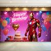 Iron Man Theme Banner Background Children Boy Birthday Party Decoration Customizable Room Poster Baby Shower Arrangement 300