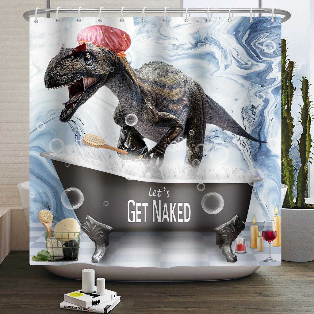 Забавная шторка для душа с динозаврами для ванной комнаты, милая шторка для ванной с животными, крутая шторка для ванной с динозаврами для детей, водонепроницаемая шторка для ванной, декор