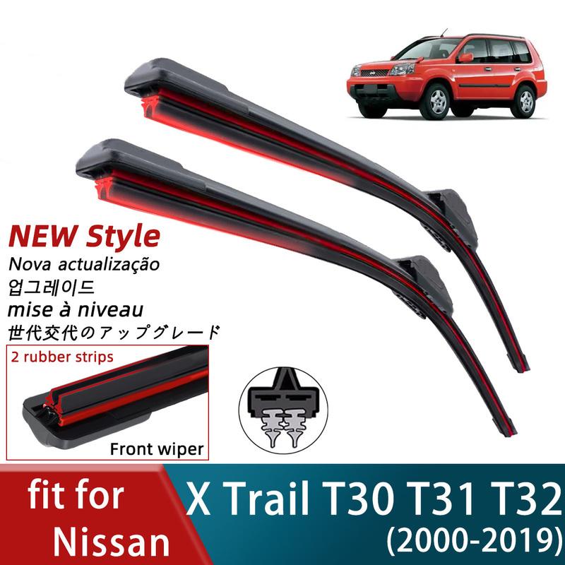 Двойные резиновые автомобильные дворники для Nissan X Trail T30 T31 T32 Передние лезвия Щетки Скребки Детали Аксессуары Детали дворников ветрового стекла