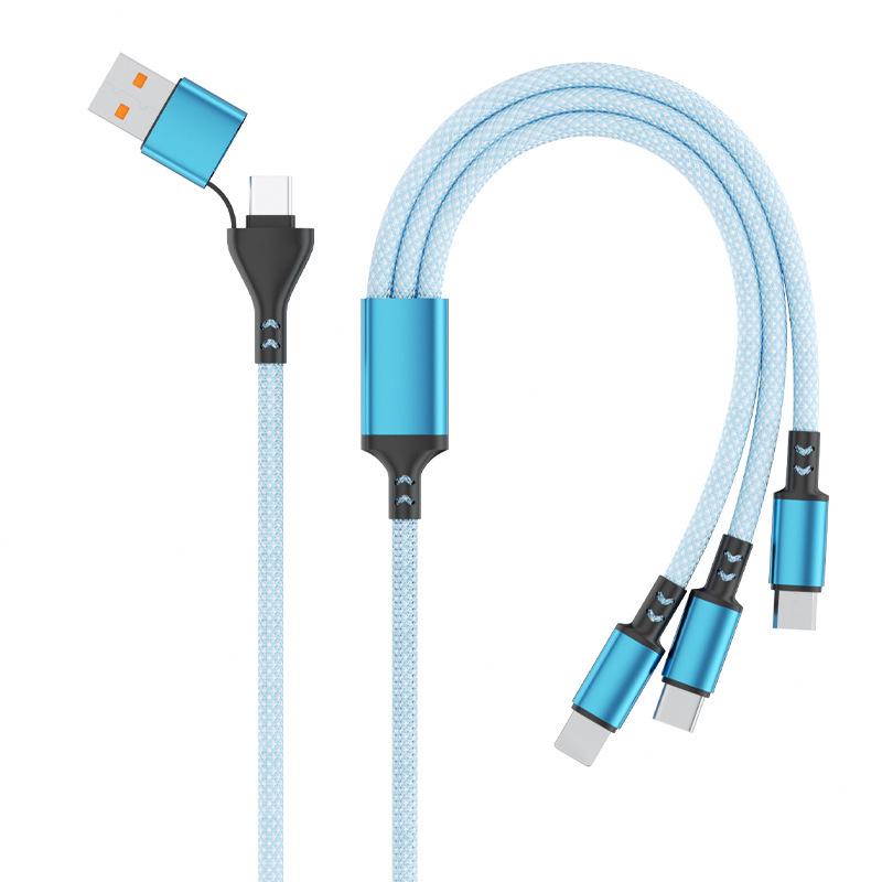 Плетеный зарядный кабель 3-в-1 для Apple, Type-C и Huawei с лазерным логотипом