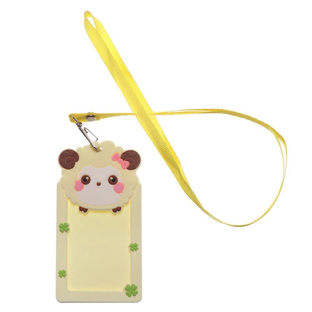 Милый держатель для визитки с животным, силиконовый держатель для ID-карты, рабочий пропуск с веревкой, защитная обложка