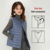 Women's Slim Fit Convertible V-Neck Down Vest - Round to V-Neck Sleeveless Top with 90% White Duck Down Lining.