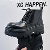 Martin boots thick-soled medium help black ins wind trend ruffian handsome couple leather boots street versatile boots 9133-A