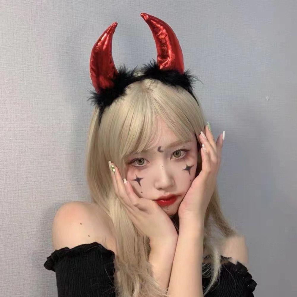 Costume Halloween Hair Band Hair Accessories Glitter Headband Red Devil Horns Headband Women