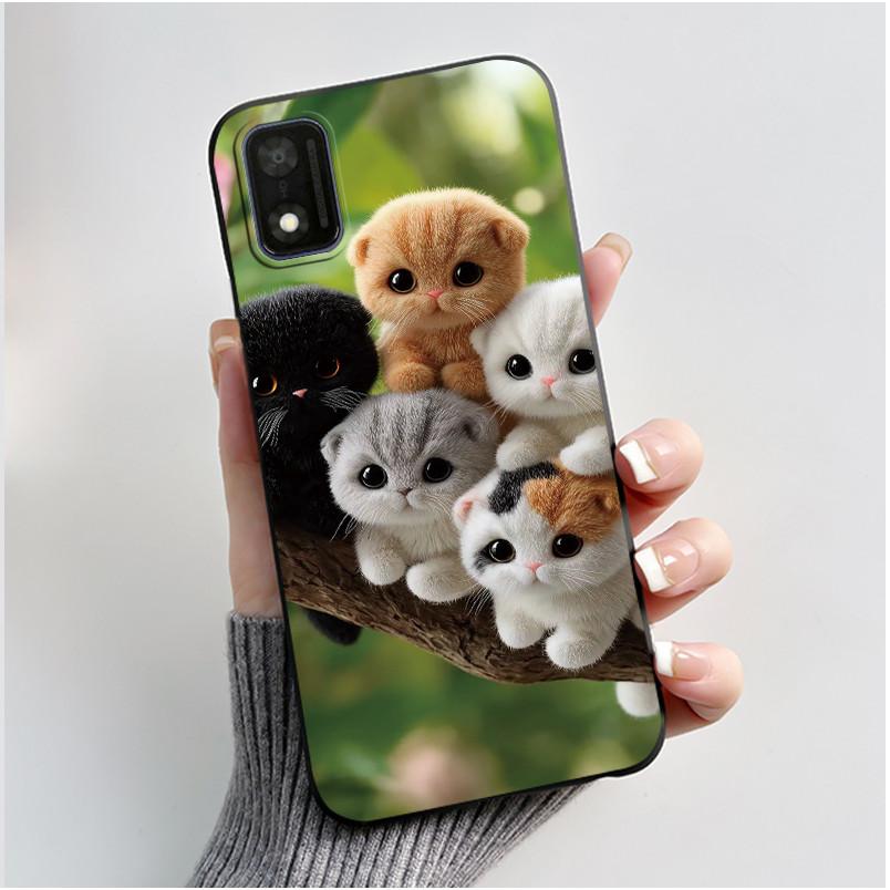 Case For Itel A17 Bumper Soft Silicone Jelly Black Case Trendy Style Painted Pattern Funny Milk Tea Rabbit Shockproof Cover
