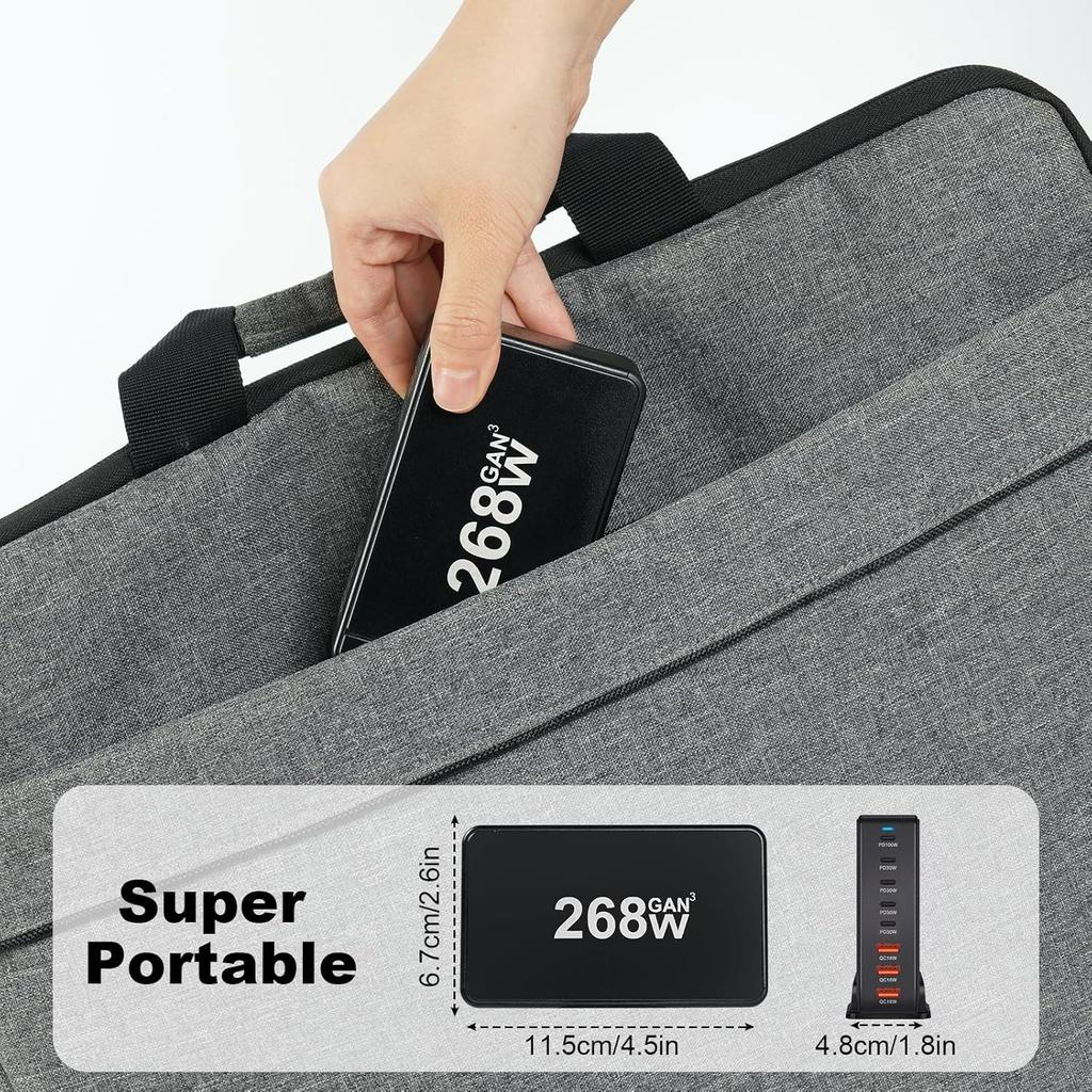 Новое быстрое зарядное устройство Gan USB C мощностью 268 Вт, 6-портовая зарядная станция-концентратор, быстрое компактное зарядное устройство GaN, адаптер питания, совместимое с M