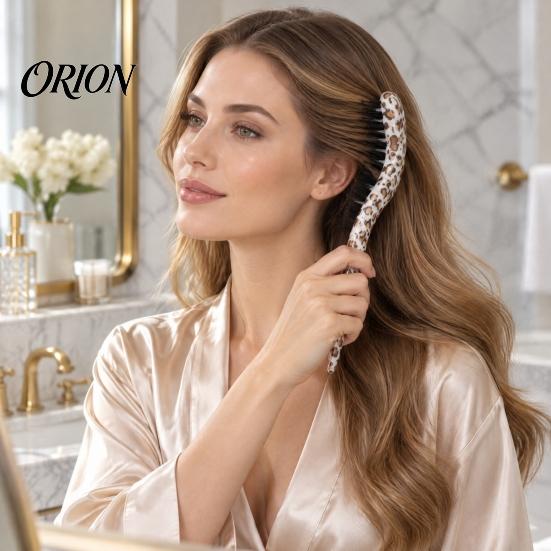 Three Row Hair Brush Snake Shape 3-Row Boar Bristle Brush, Anti Static Teasing Comb Women Accessories for & Kids, Professional Styling Tool Smoothing