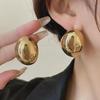 Modern Irregular Oval Metal Earrings for Women – Trendy European & American Style