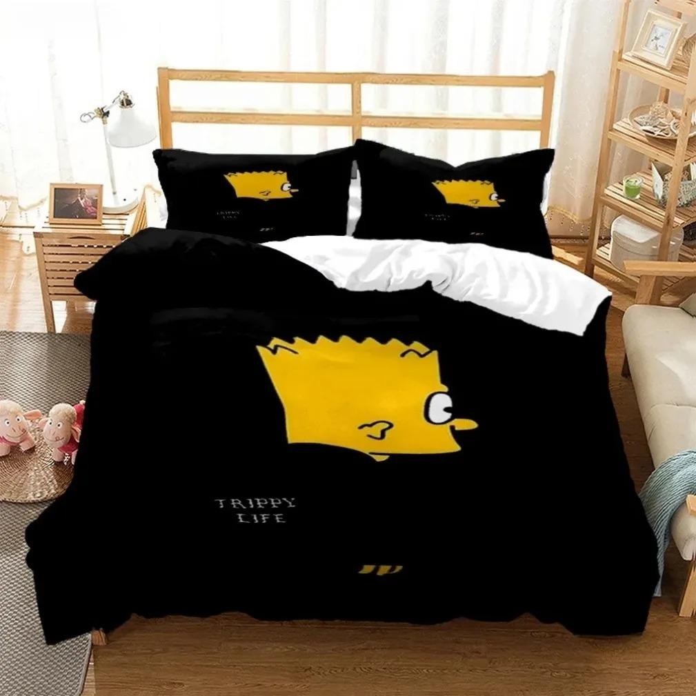 Simpsons Bedding Sets,The Simpsons Cover Sets,Anime Cosplay Cute Bed Quilt Covers Pillowcases for Children Adolescents