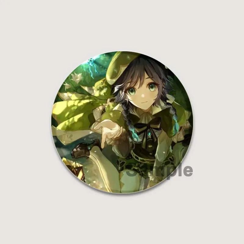 32/44/58 мм мультяшная фигурка Venti Jean HD принт брошь аниме значок Genshin Impact круглая витрина броши значки на лацкан ювелирные изделия подарочный аксессуар