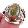 Кольцо из двухцветного серебра 925 пробы с натуральным драгоценным камнем унакитом ручной работы S.7.5 Q9H67