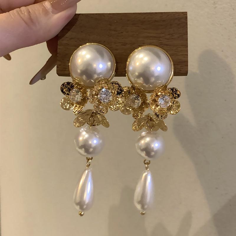 Серьги-кисточки из циркона и жемчуга «Серебряная игла» - Элегантный ретро-дизайн для женщин