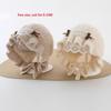 Ruffle Design Newborn Infant Hat Bow Detail Princess Bonnet Hat Soft Warm Hat  For Baby Girls