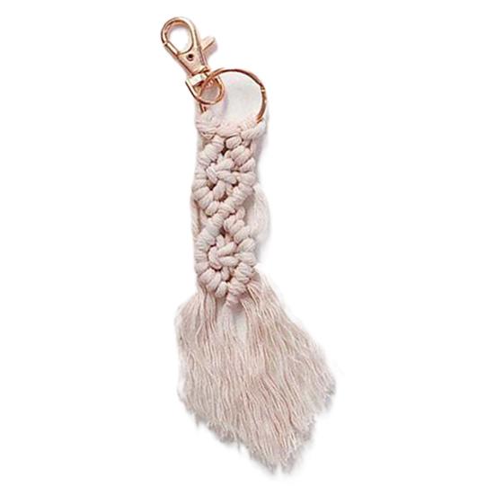 Брелок для ключей в богемном стиле ручной работы с кисточкой и пряжкой в ​​этническом стиле декоративный винтажный ручной работы макраме