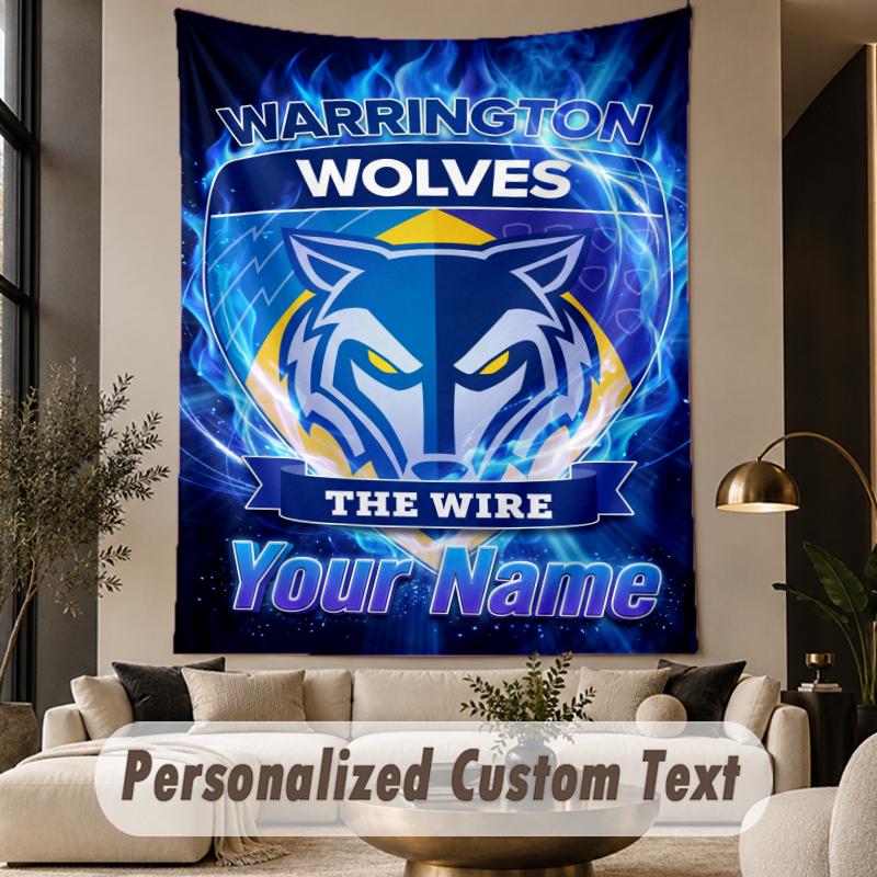 Custom Text Tapestry Warrington Wolves FC Print Wall Tapestry Indoor Living Room Wall Decor