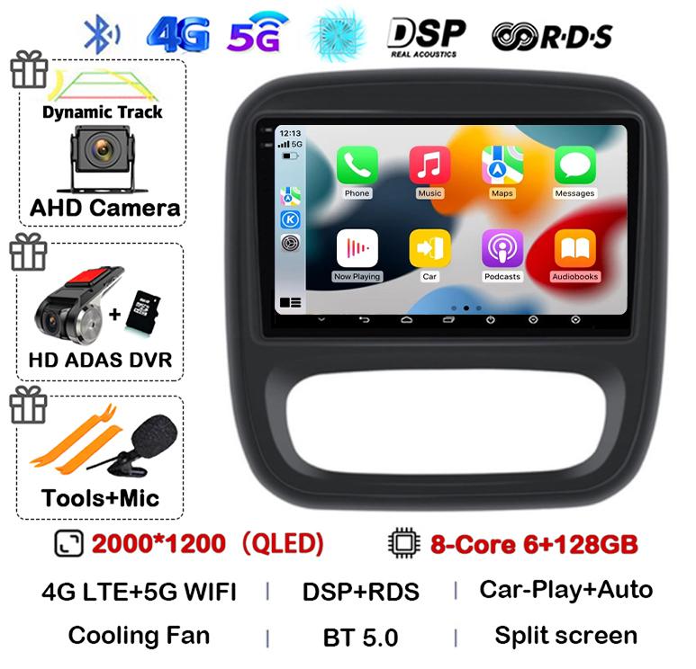 Android 14 Carplay Auto для Renault Trafic 3 2014-2021 Opel Vivaro B 2014-2018 BT Авторадио GPS Мультимедийный Плеер Стерео WIFI+4G