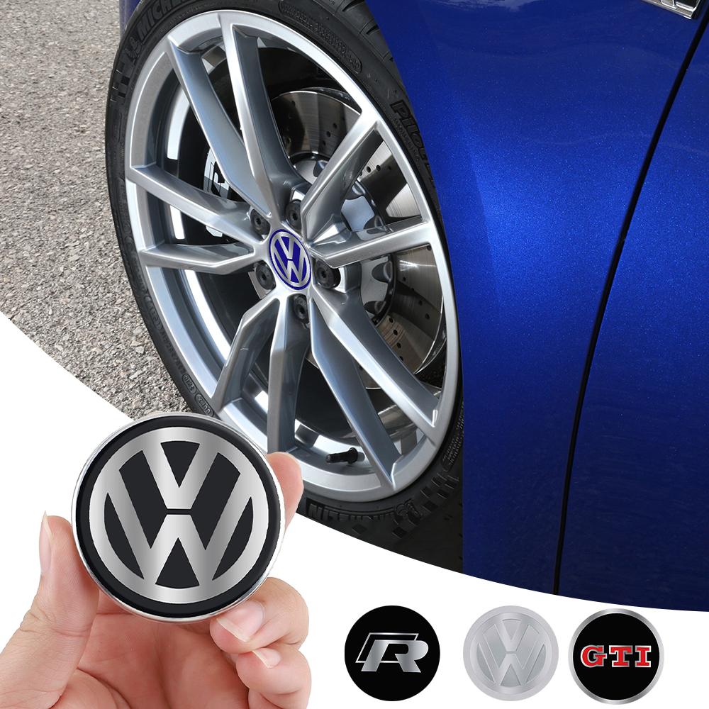 4pcs 56/60/65mm Car Wheel Center Hub Caps Dust Cover Sticker For Volkswagen GTI Golf Polo Passat VW CC Tiguan T-ROC Jetta Taigo