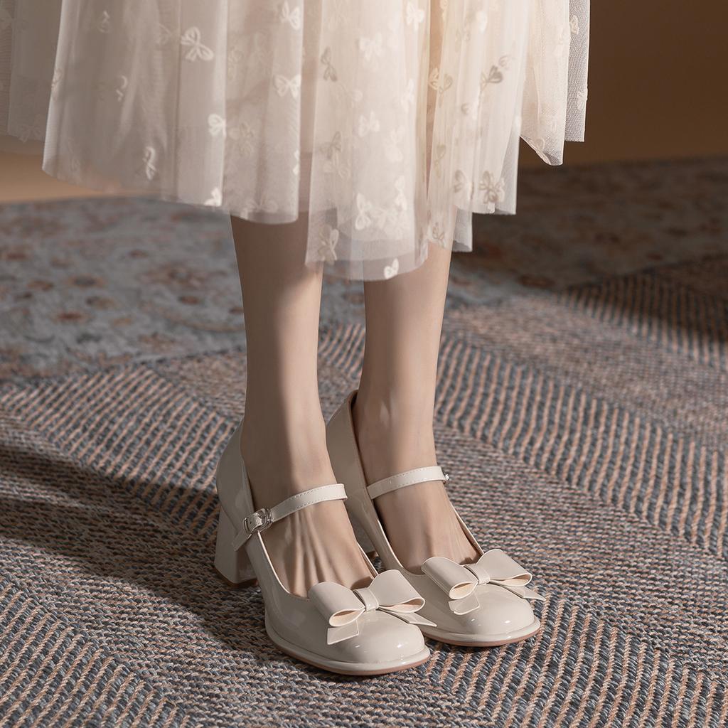 Милые туфли Мэри Джейн в стиле Лолита с бантом для женщин, туфли-лодочки на платформе с пряжкой и ремешком, женские туфли из искусственной кожи на толстом каблуке