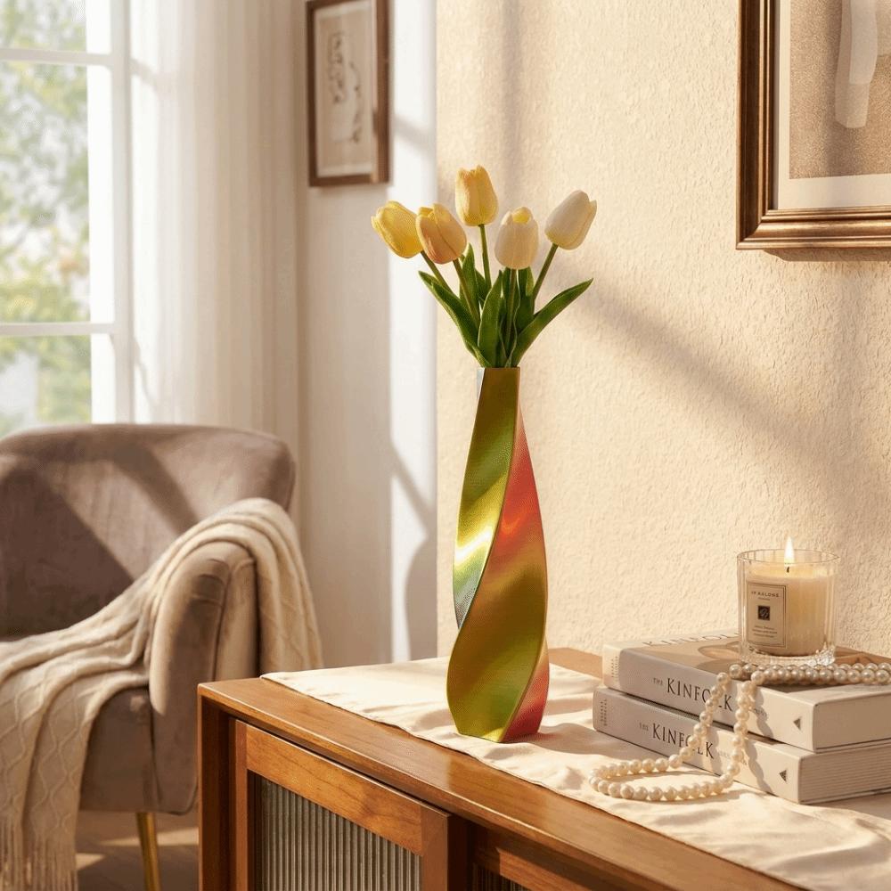 Twisted Design 3D Printed Flower Vases Gradient Color Plant Pot Home Desktop Decorations