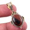 Natural Mahogany Obsidian Gemstone 925 Solid Silver Two Tone Pendant 1.50'' z1U13