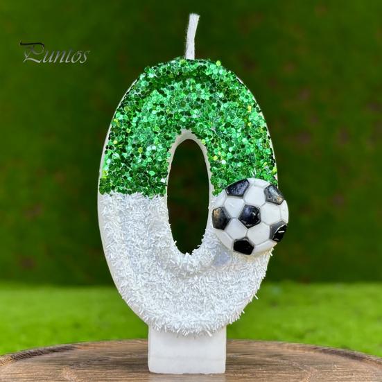 Свеча на футбольный день рождения, экологически чистая, без запаха, с блестками, простая в использовании, долговечная, с цифрами от 0 до 9, украшение для торта