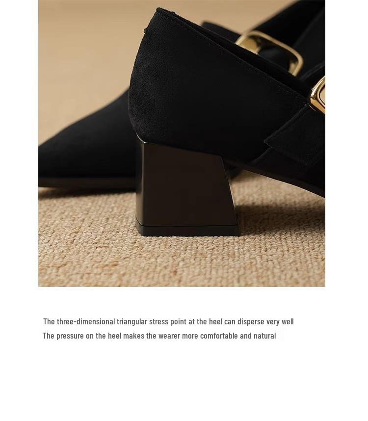 Французские ретро туфли Мэри Джейн на высоком каблуке - Изысканный стиль Весна/Осень 2025 для женщин с острым носком, идеально подходят к юбкам.