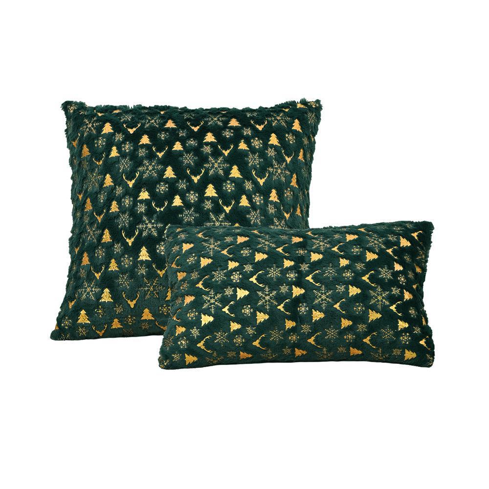 Рождественский плюшевый чехол для подушки с золотым тиснением для гостиной, дивана, кровати или эркера.