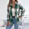 Women's Casual Plaid Fake Pocket Long-sleeved Woolen Mid-length Coat
