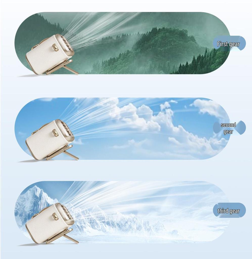 360° Rotating Portable Retro Leather Fan: Waist-Hanging, Bag-Hanging, Desktop Three-in-One Outdoor Cooler