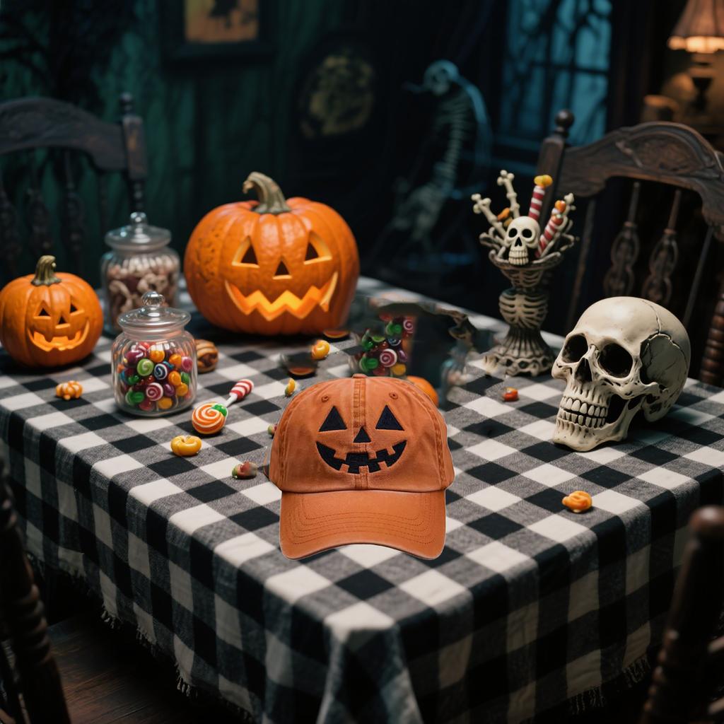 Унисекс бейсболка с тыквой на Хэллоуин, вышитая тыква, регулируемая шляпа ужасов.