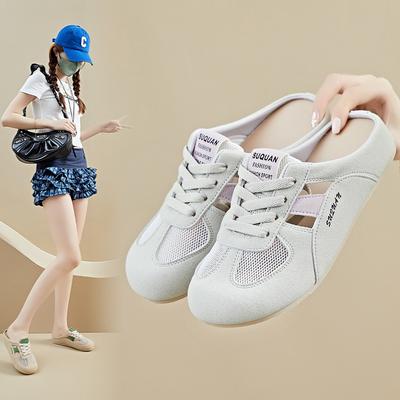 Летние полуподдерживающие белые туфли, новый стиль для студенток, сетчатая дышащая повседневная обувь, увеличивающая рост