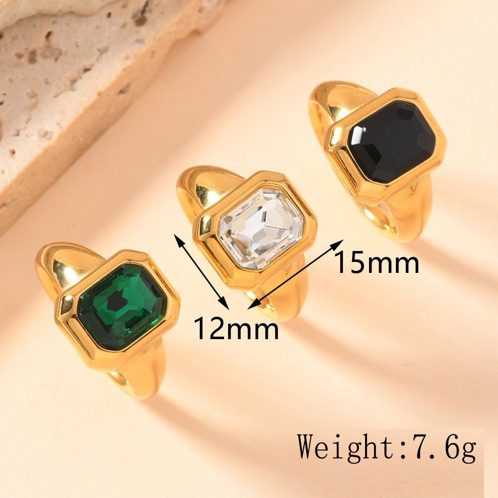 Square Zircon Minimalist Women's Ring Stainless Steel Gold Color Trendy Rings Luxury Geometric Zircon Birthday Gift Wholesale