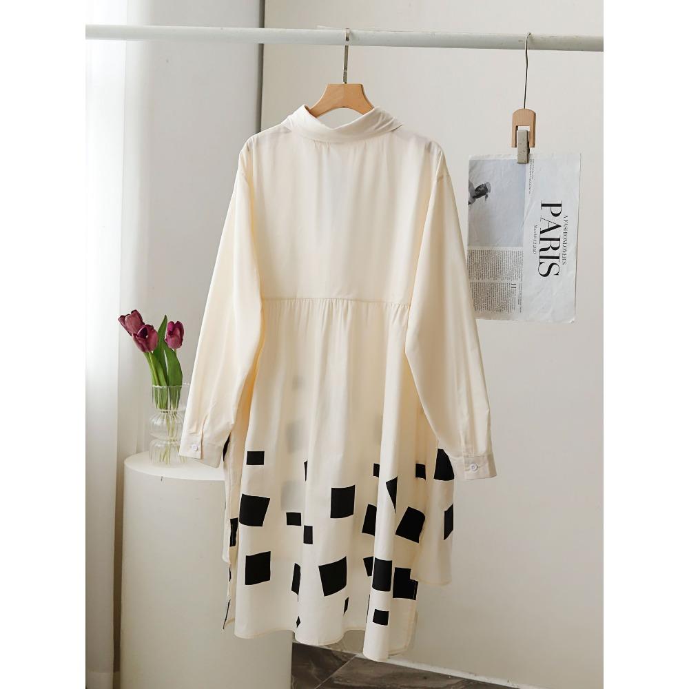 DIMANAF 2022, блузки и рубашки больших размеров, клетчатая осенняя модная блузка большого размера с длинными рукавами и асимметричным подолом